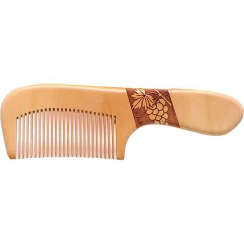 10pcs/lot Customized Engraved Your Logo Natural Peach Wooden Comb Anti-static Beard Comb Pocket Wood Combs with handle