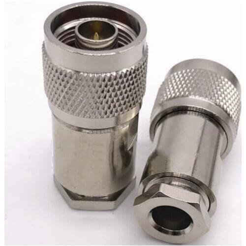 10pcs N Male Plug Clamp RG5 RG6 5D-FB LMR300 Cable Copper Straight Coaxial RF Connector Adapters