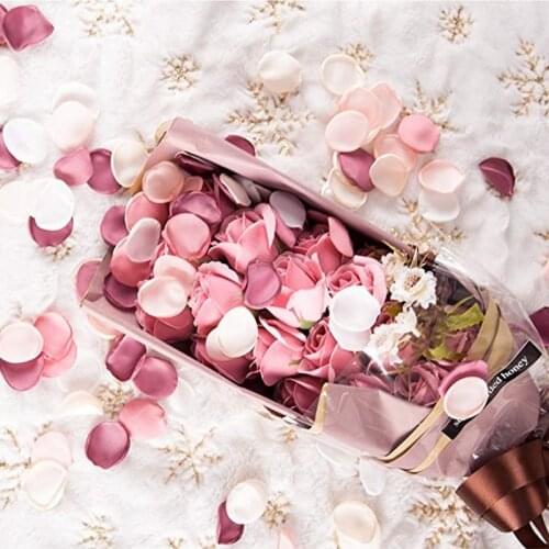 200PCS/Bag Hand Made Rose Petals Artificial Silk Flower Wedding Marriage Anniversary Valentine Gift Decoration