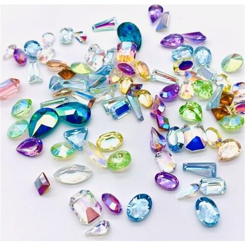 50 PCS Rhinestone Crystal Transparent resin AB Color Nail Art Flash Stone 3D Design Jewelry Gem Nail Manicure DIY Decoration