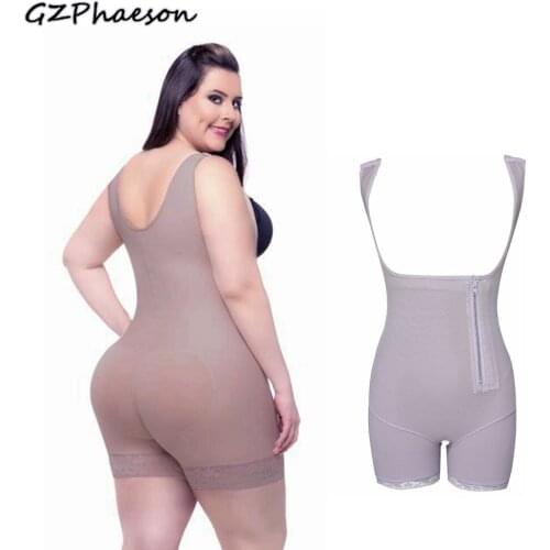 6XL Firm Waist Trainer Zipper Body Shaper Shapewear Woman Lace Bodysuit Thigh Shaper Modelling Strap Slimming Girdles Underwear