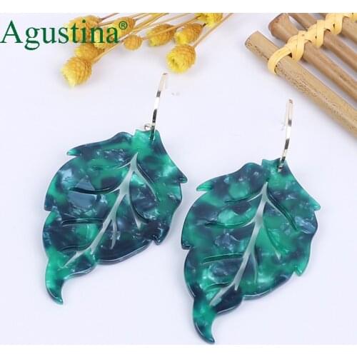 Agustina Acrylic Leaf Earrings Fashion Jewelry Women Dangle Earrings Girls Drop Earrings Green Earring Long Earings Wholesale