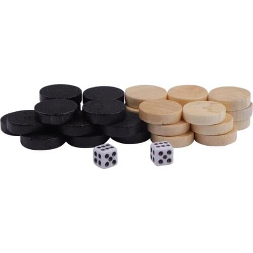 Wood Chess Pieces 32 Pieces Draughts Board Game Chess Pieces Draughts&Checkers&Backgammon Chess Piece for Kids Learning Camping