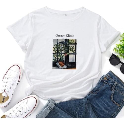 Gustay Klimt 1862-1918 Graphic Tees Women Fashion Casual Tee Shirt Femme Top O-ncek Cotton Woman Tshirt Loose T Shirt Women