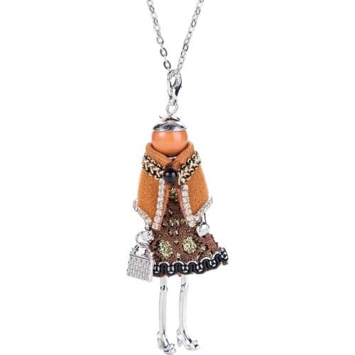 3 Colors New Fashion Doll Necklace!Winter Romantic Doll Necklace Dress Handmade French Doll Pendant Jewelry Female Gifts Hot