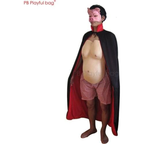 Playful bag Novelty Spoof Pig head mask Funny belly Black cape Hula Screaming chicken Party Performance props Funny toys AB06