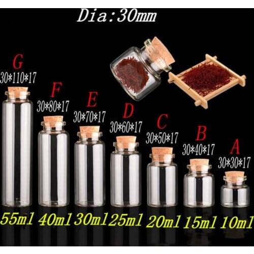 Mini Bottle with Cork Stopper 10ml 15ml 20ml 25ml 30ml 40ml 55ml Glass Jars idea for Wedding Small Wishing Bottles Gifts 24pcs