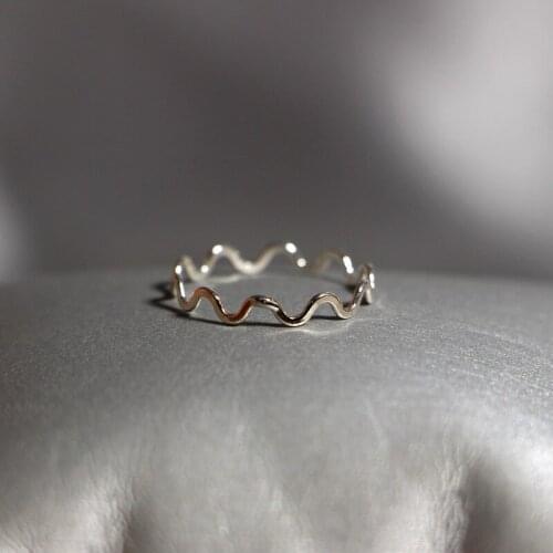 Fashion single circle wavy ring s925 sterling silver ring unisex
