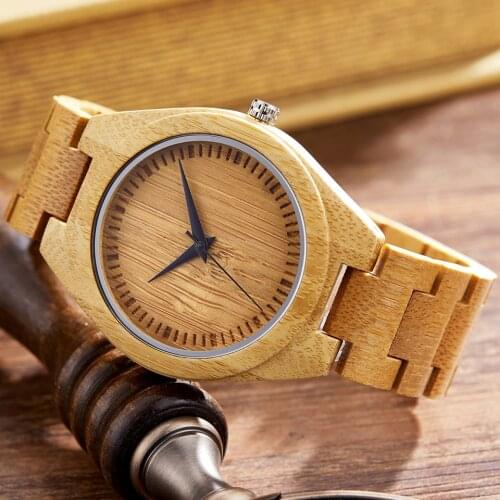 Fashion Natural Bamboo Men Wood Watch Quartz Solid Wooden Band Wristwatch Minimalist Male Casual Business Clock reloj de madera
