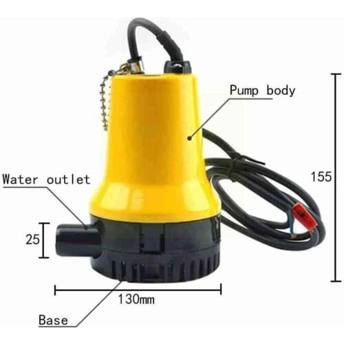 12V Submersible Water Pump 1620GPH 6000L/H Clean Clear X5B8 Pond Marine Water Pump Boat Pool Bilge Kit Flood Dirty Automati T2E3