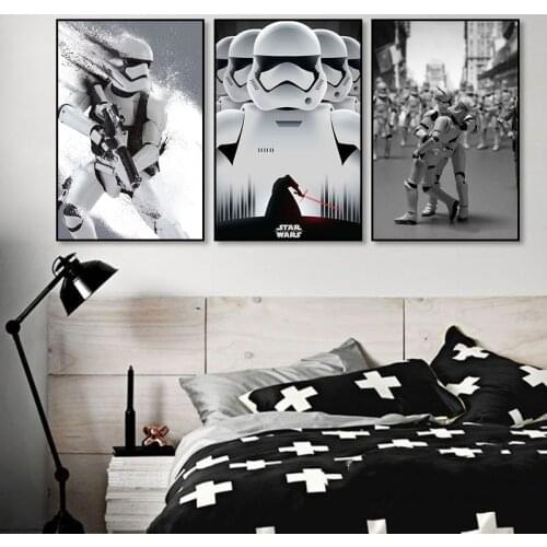 Star Wars Wall Art Picture Black Warrior White Soldier Jedi Warrior Pop Style Canvas Art Paintings Poster Print Home Decoration