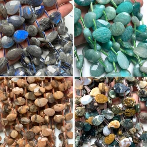 Natural Faceted Teardrop Stone Beads Lapis lazuli quartz Labradorite Beads For Jewelry Making DIY Bracelet Ear Studs Accessories