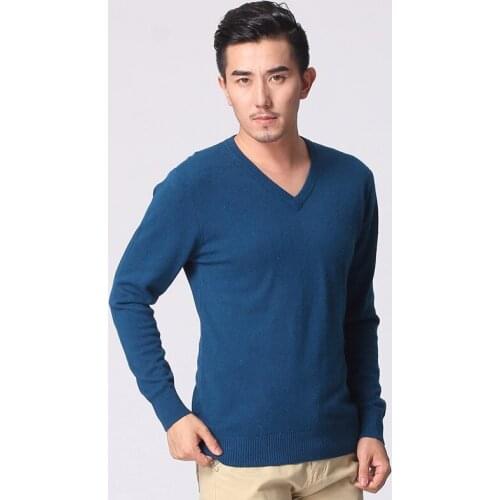 New Style Male Pullover Sweater V-neck Cardigan Solid Color Slim Korean Version of the Long Sleeve Bottoming Shirt Autumn A