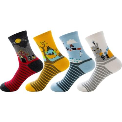 Autumn and Winter New Style Kawaii Harajuku Halloween Woman Short Socks Combed Cotton Cute witch Socks Funny Socks