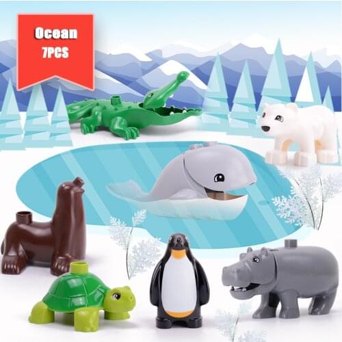Grassland Jungle Ocean Pasture Scenes Series Set Bricks Big Size Animals Kits Building Blocks Educational Christmas Toys