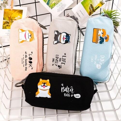 1pcs Kawaii Pencil Case Cartoon cute dog with big zipper School Pencil Box Pencilcase Pencil Bag School Supplies Stationery
