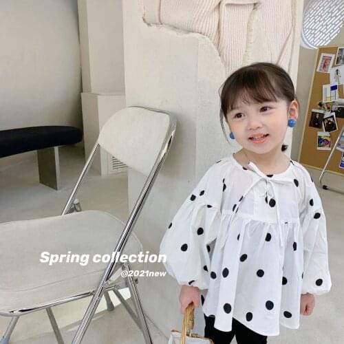 Girls Polka Dot Long-sleeved T Shirts 2021 Cotton T-shirt Toddler Shirts Baby Girl T Shirt Kids O-neck Clothes Baby Top