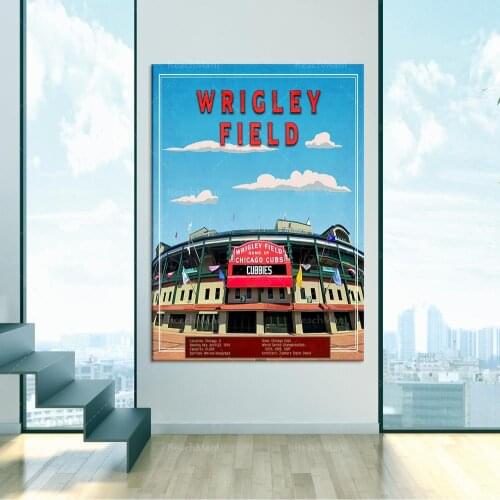 Chicago Cubs poster, Wrigley Stadium print, Chicago decoration, retro baseball print