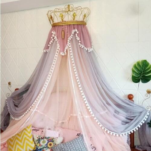 Palace bed curtain mosquito net Princess Platycodon grandiflorum orange ash anti mosquito decoration hair ball girl heart