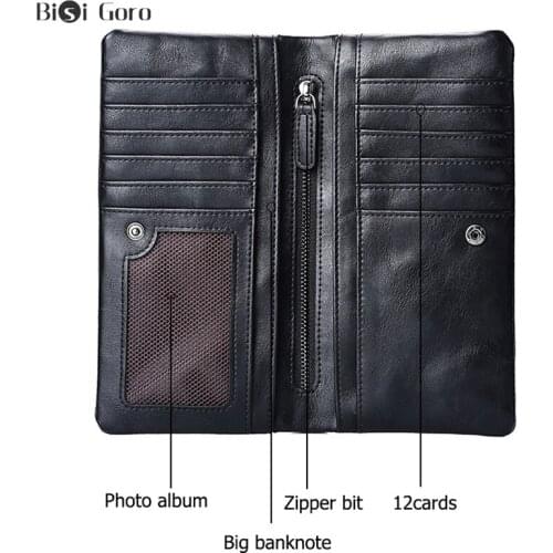 BISI GORORemovable Purse Mens Wallet for Women Zipper Soft Case Mobile Phone Banknote Fashion Large Capacity ID CardHloder Bags