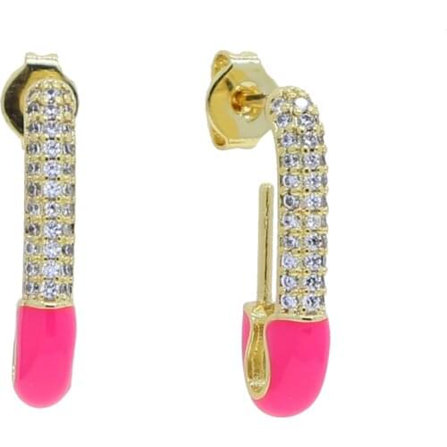 2021 Lady Safe Pin Stud Earrings for Women Fashion Colorful Enamel Small Earrings Wholesale Jewelry Geometric Accessories Female