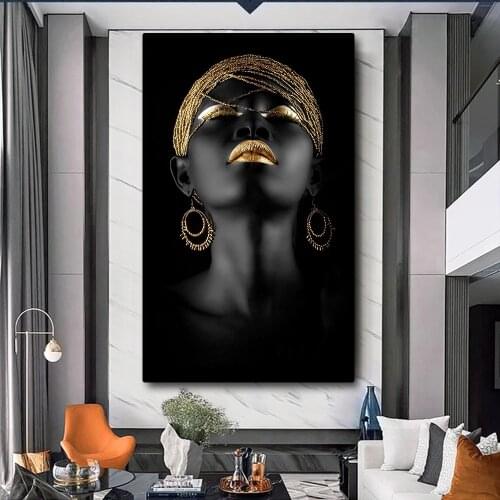 Modern Art Canvas Painting African Black Woman Posters and Prints Wall Art Pictures Canvas Pictures For Living Room Home Decor