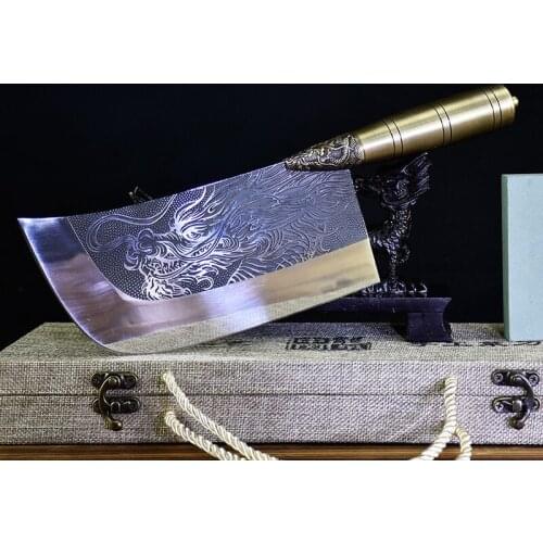 Vintage kitchen knife Longquan hand-forged ancient forging slicing knife ghost hand made sharp household meat cleaver chef knife