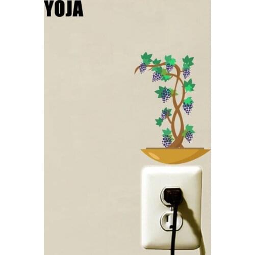 YOJA Pastoral Long Purple Grape Flower PVC Switch Sticker Leisure Life Cartoon Style Wall Decal 15SS0179