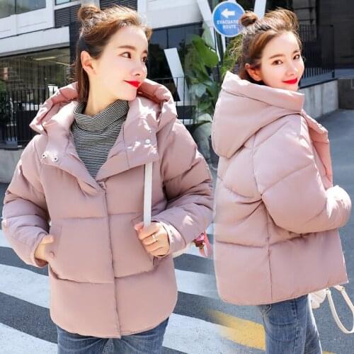 2019 Slim Cotton Solid New Womens Hooded Winter Loose Cotton-padded Jacket Winter Jacket Women