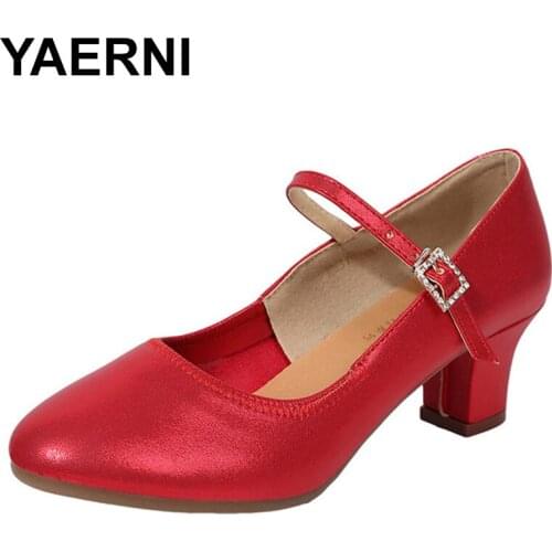 YAERNI square dance shoes for women salsa tango ballroom dance shoes women square heels high heel shoes latin dance shoes woman