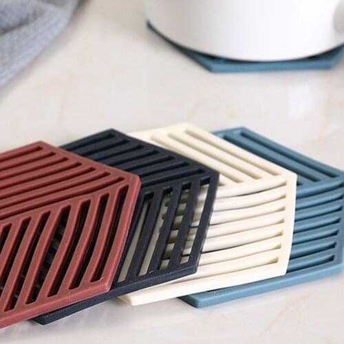 1PC Silicone Tableware Insulation Mat Coaster Cup Hexagon Mats Pad Heat-insulated Bowl Placemat Home Decor Desktop