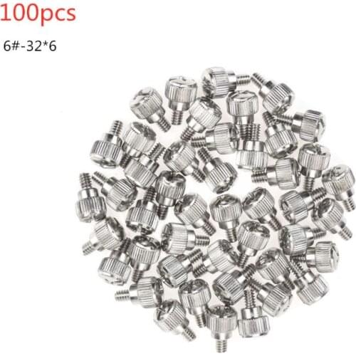 100pcs Desktop Computer Case Thumb Thumbscrews Screws and 6#-32*6 PC Case Hard Drive Motherboard Mounting Screws / Jones-03