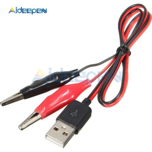 2Pcs Alligator Test Clips Clamp to USB Male Connector Power Supply Adapter Test Clamp USB Adapter Wire 60cm