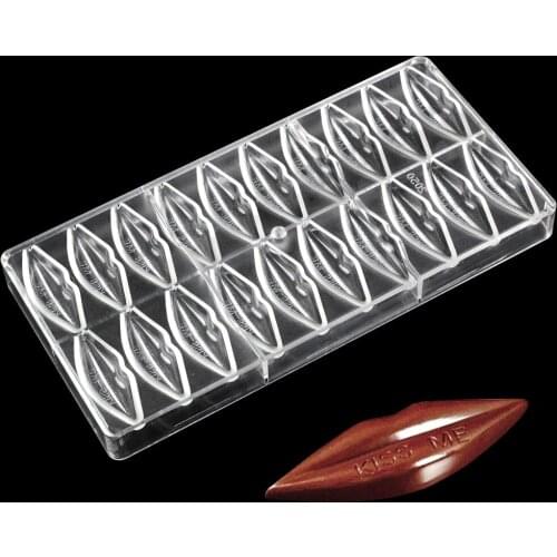 3D kiss shape Polycarbonate Chocolate Mold kitchen baking tools Injection Hard Poly-carbonate Candy Mould