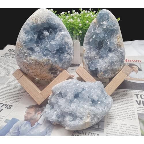 1PC 400-450g Madagascar Natural Celestite Crystal Druzy Cluster Sky Blue Geode Mineral Specimen Home Decor