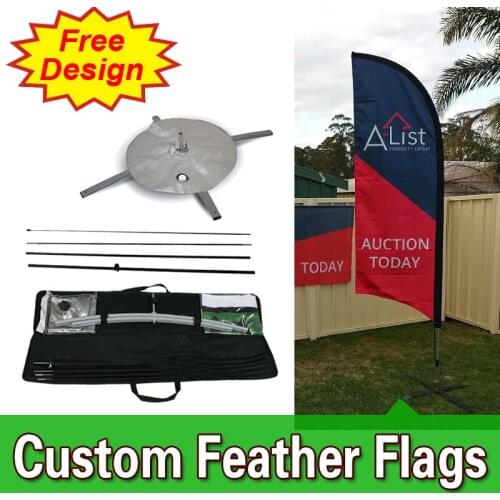 Free Design Free Shipping Cheap Double Sided Feather Flag Banners with Cross Base Commercial Flags Banners Custom Blade Flags