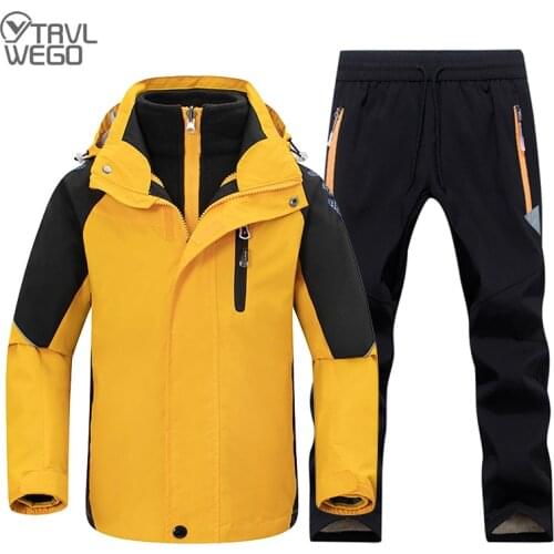 TRVLWEGO Kids Hiking Suit Children Waterproof Warm Girls And Boy Trekking Jacket And Pants Winter Skiing And Camping Clothes