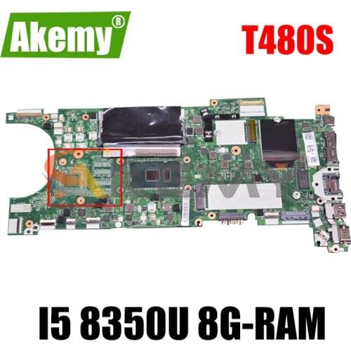 For Lenovo Thinkpad T480S laptop motherboard NM-B471 W/ CPU i5 8350U 8G-RAM tested FRU 01LV642 01LV653 2HL842 Mainboard