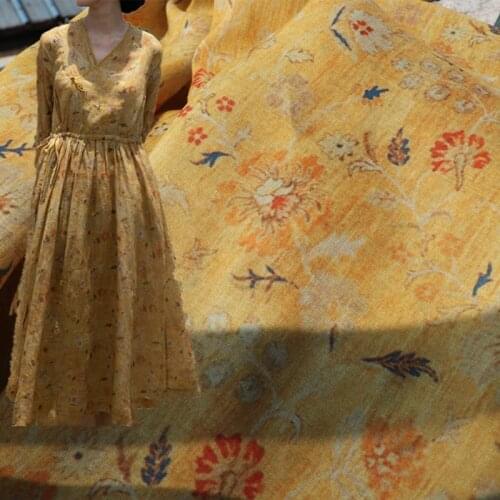 HZ High Quality Natural 100% Pure Ramie Cloth Printed Fabric For Sewing Dresses Robe Summer Thin DIY Handmade Designer Fabrics