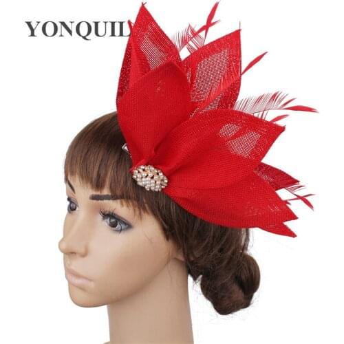 Imitation Sinamay Fashion Headwear Fancy Fascinator Hat Hair Clip With Fancy Feather Hair Accessory Cocktail Charming Headdress