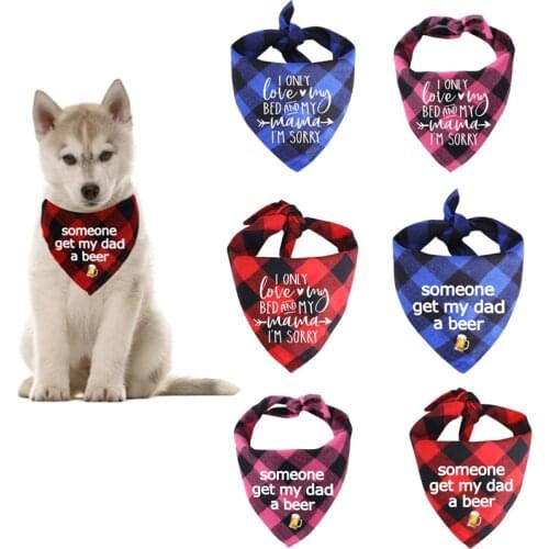 Classic Lattice Dog Bandanas Pet Scarf Pet Bandana For Dog Cotton Washable Bow Ties Collar Cat Dog Scarf Large Dog Accessories