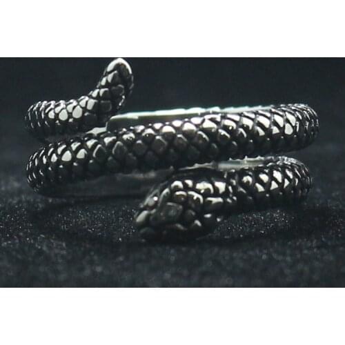 Unisex 316L Stainless Steel Punk Gothic Red Stone Eye Snake Ring