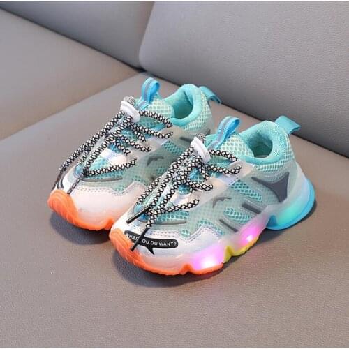 Spring New Baby Flashing Lights Sneakers Toddler Little Kid LED Sneakers Children Luminous Shoes Boys Girls Sport Running Shoes