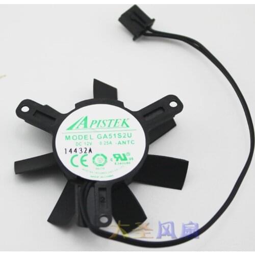 APISTEK GA51S2U POWER LOGIC PLD05010S12H DC 12V 0.25A Diameter45mm 2-wire Server Cooler Fan hole pitch 39*39*39mm