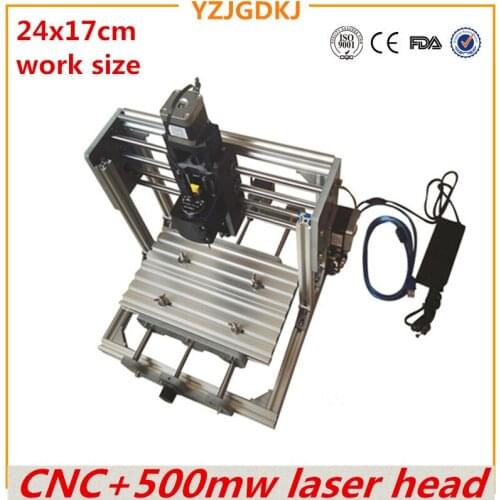 CNC 2417 GRBL control Diy high power 500mw laser engraving CNC machine 3Axis Wood Router with 0.5w laser
