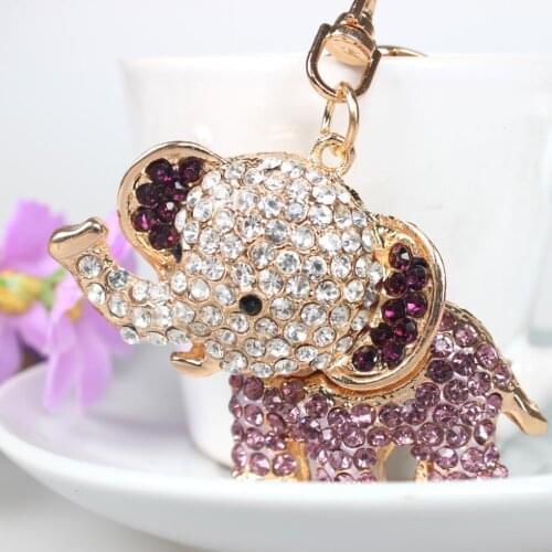 Elephant Lovely Cute New Creative Crystal Pendant Charm Purse Bag Car Key Ring Chain Nice&Substantial Gift Original Handmade