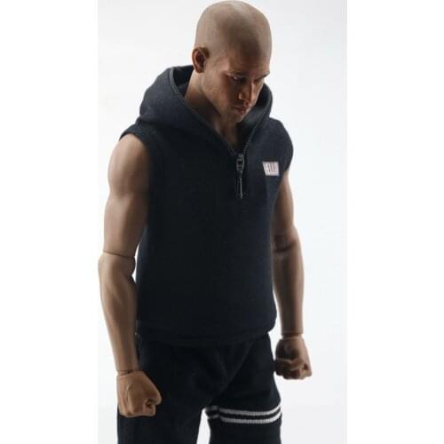 1/6 Scale Male Figure Accessory "HELLO" Sleeveless Vest Sweater Hooded Shorts Sports Suit Model for 12 inches Action Figure Body