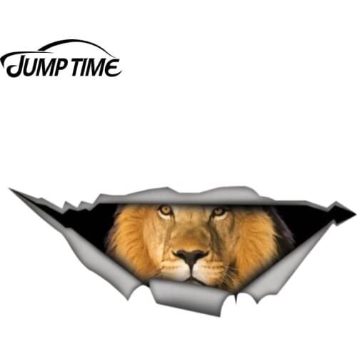 Jump Time 13cm x 4.8cm 3D Pet Graphic Vinyl Decal Lion Car Decal Car Window Laptop Bumper Animal Car Stickers