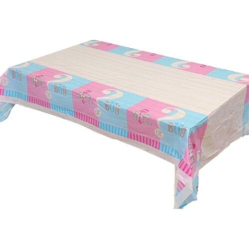 108*180cm Gender Reveal them plastic tablecloths Boy or Girl disposable table cover baby shower birthday party decorations