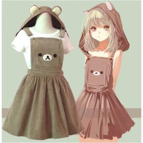 Bear Straps Dress Lolita Braces Lolita Girl Kawaii Dress School Clothes